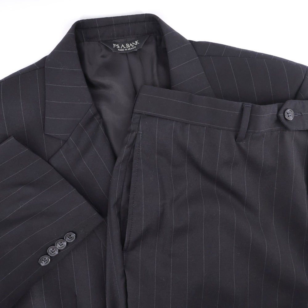 Jos. A. Bank Signature Pinstripe 2 Piece Suit Black Gordon Mens 42 S 34x28